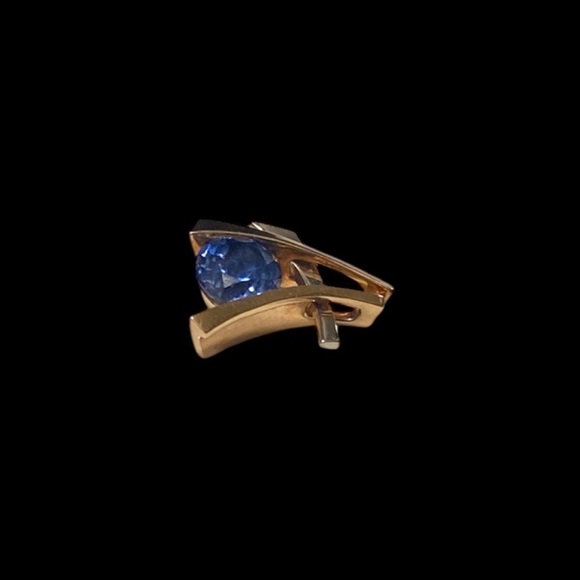 14K Solid Gold “STRELL” Slide Pendant - Two-Tone Yellow White Gold - Vintage. - Picture 5 of 12